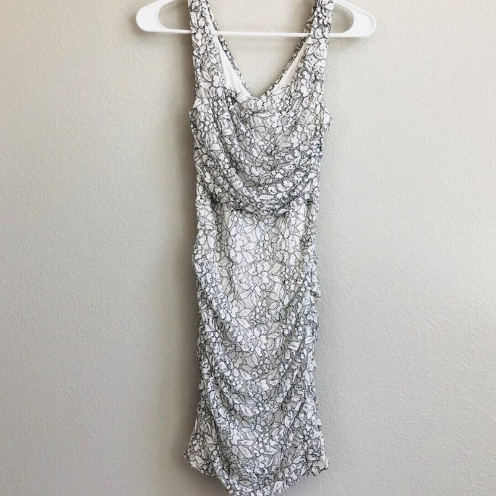 Express White Ruched Dress - Picture 3 of 5